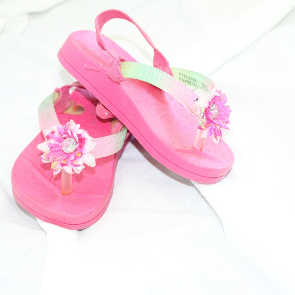Pink Baby Sandals with Flower sz4-5